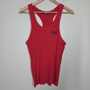 Vtg Y2K Red Everlast Ribbed Muscle Tank Top Spellout Weightlifting Boxing Medium